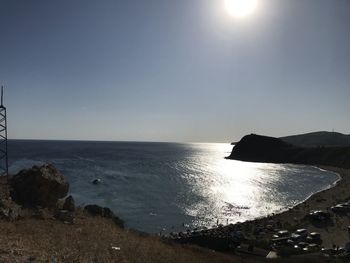 Scenic view of sea against clear sky