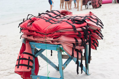 High angle view of people on beach