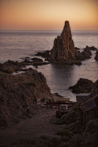 Scenic view of sea against sky during sunset