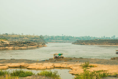 Scenic view of lake against clear sky