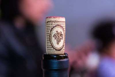 Close-up of wine bottle