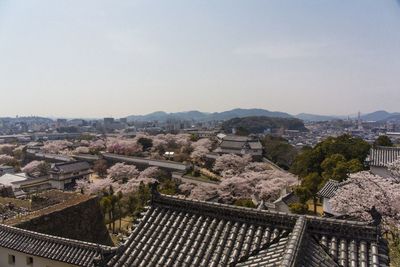 High angle view of townscape against sky