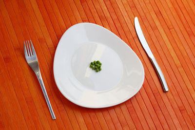 High angle view of food in plate on table