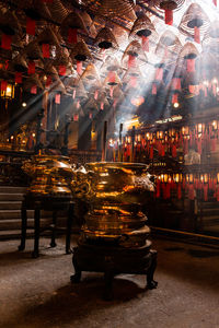 Inside view of the man mo temple in central disctrict hong kong