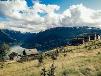 Scenic view of mountains against sky