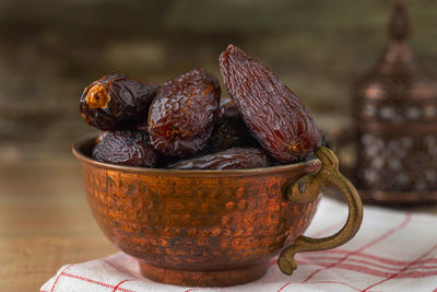 Close-up of chocolate in bowl on table