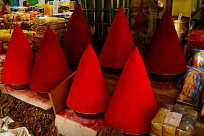 Close-up of market stall in a row for sale