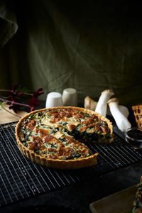 Close-up of pizza on table