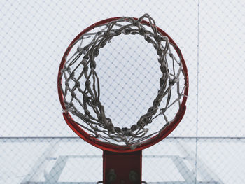 Close-up of basketball hoop