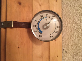 Celsius thermometer on wooden wall