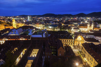 High angle view of townscape against sky