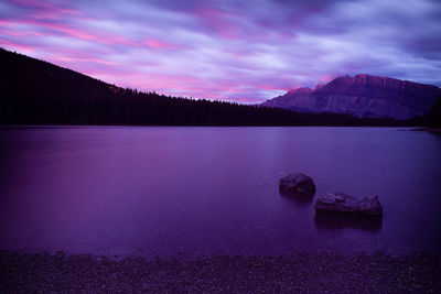 Sunrise at two jack lake, canada