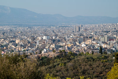 High angle view of townscape against sky