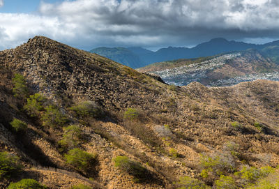 Scenic view of mountains against sky