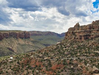 Scenic view of landscape against cloudy sky