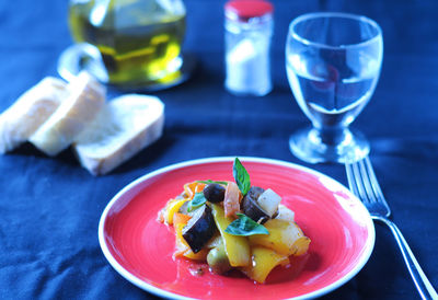 Close-up of drink served on table