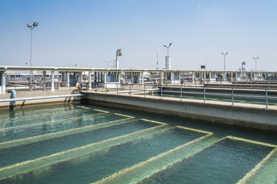 View of swimming pool against clear sky