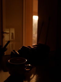 Coffee cup on table at home