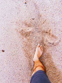 Low section of human leg on beach