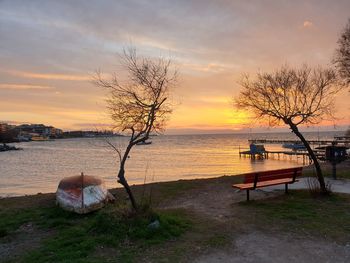 Scenic view of sea against sky during sunset