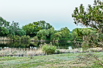 Scenic view of lake against sky