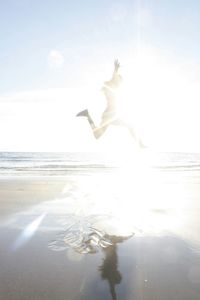 View of swan in sea against sky