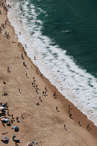 High angle view of people on beach