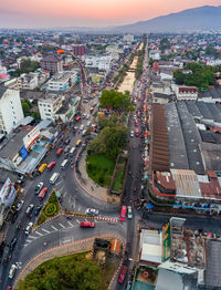 High angle view of traffic on city street