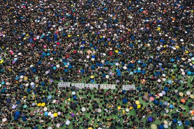 Aerial view of crowd