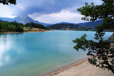 Scenic view of lake against sky