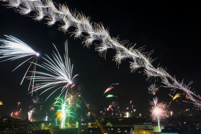 Low angle view of firework display