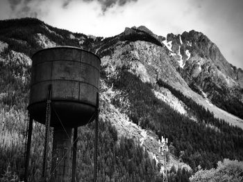 Low angle view of water tower against sky