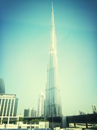 Low angle view of tower against clear sky