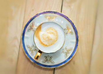 High angle view of coffee on table