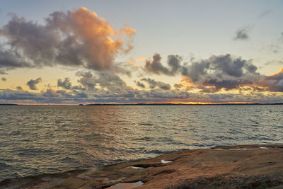 Scenic view of sea against sky during sunset