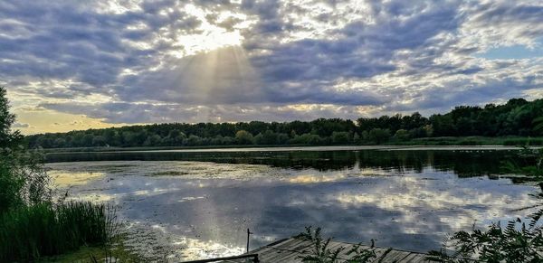 Scenic view of lake against sky