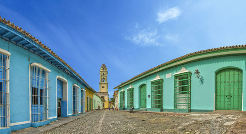 Exterior of building against blue sky