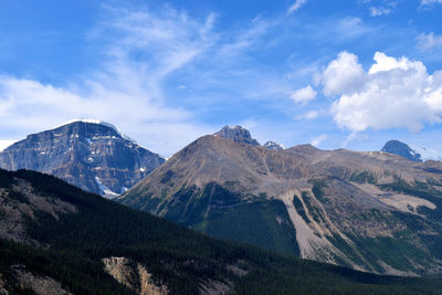 Scenic view of mountains against cloudy sky