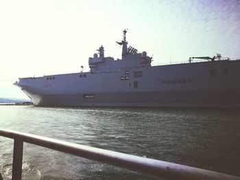 Nautical vessel on sea against sky