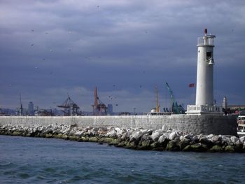 Lighthouse in sea