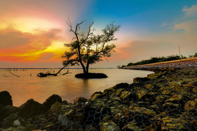 Scenic view of sea against sky during sunset