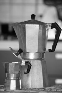 Close-up of coffee beans in kitchen