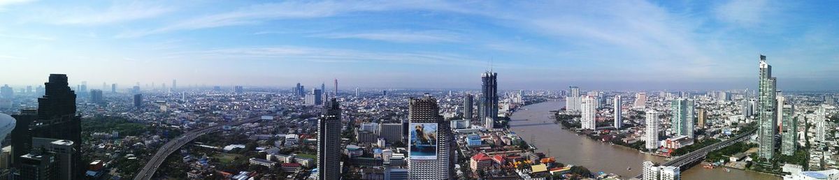 High angle view of cityscape against sky