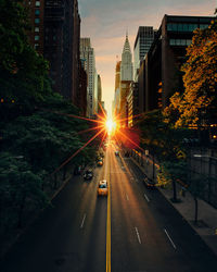 View of city at sunset