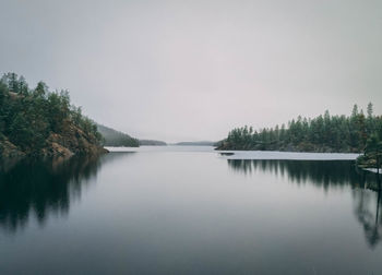 Scenic view of lake against clear sky