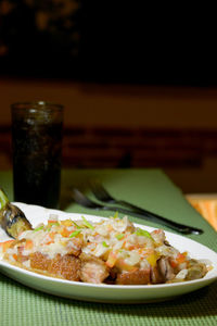 Close-up of meal served in plate