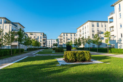 New building area with a lot of green seen in munich, germany