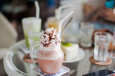 Close-up of drink on table