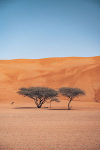 Scenic view of desert against clear sky