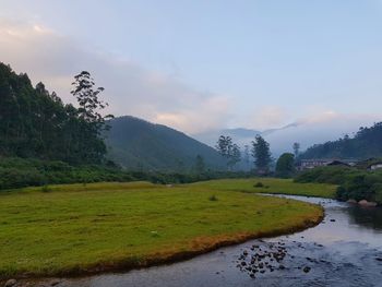 Scenic view of mountains against sky